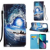 Painted Flat Texture Leather Case with Lanyard & Card Slot & Wallet & Holder, For iPhone 14, For iPhone 14 Plus, For iPhone 14 Pro